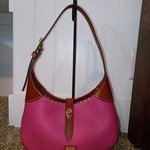 Dooney & Bourke Pink Leather Hobo with Brown Trim